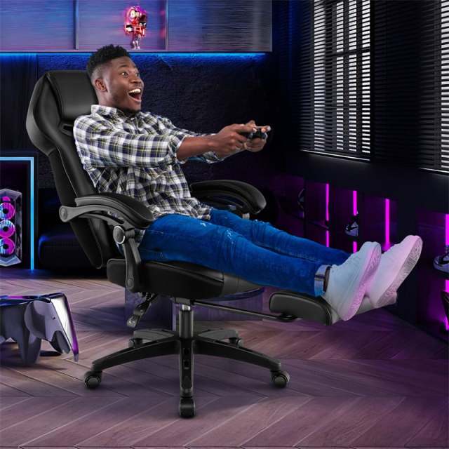 E-Sports Gaming Chair Ergonomic Racing Style Office Computer Chair Height Adjustable Reclining Video Game Chair with Lumbar Support & Footrest