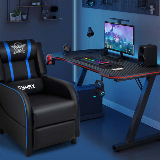 Gaming Recliner PU Leather Massage Gaming Chair with Bluetooth Speaker, Retractable Footrest & Lumbar Pillow, Single Ergonomic Gaming Sofa