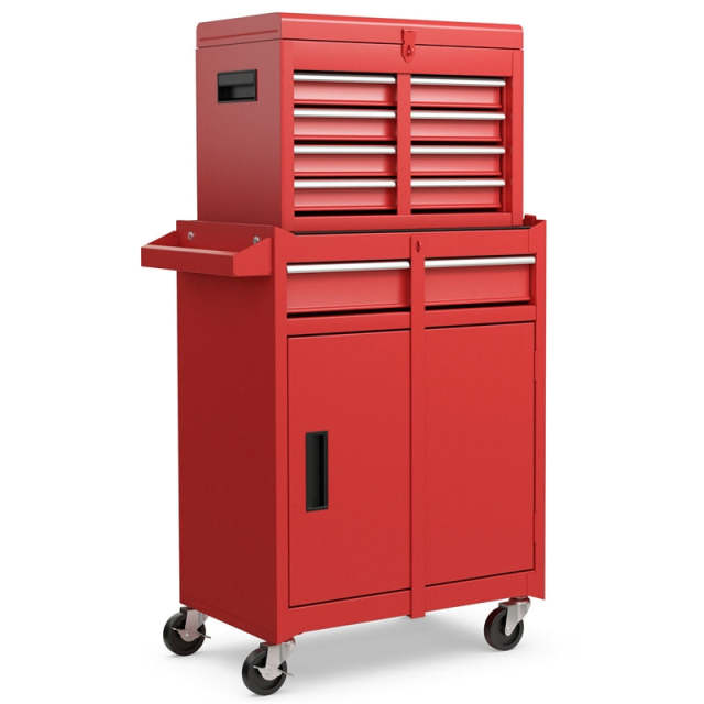 5-Drawer Rolling Tool Chest, Tool Storage Cabinet with Lockable Wheels, Detachable Top Tool Box & Adjustable Shelf for Garage, Workshop