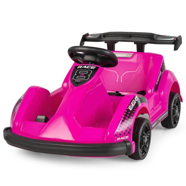 6V Kids Racer Go Kart, Electric Go Kart with Remote Control, 4 Wheels, Safety Belt, Music & USB Port, Battery Powered Ride-On Toy for Ages 3-8
