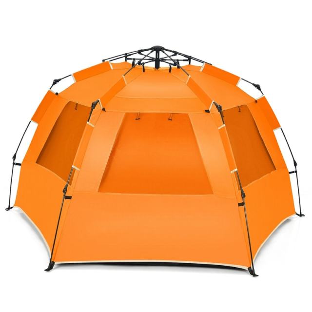 3-4 Person Easy Pop Up Beach Tent, UPF 50+ Portable Instant Beach Sun Shade with 3 Mesh Windows, Carrying Bag, 8.5mm Thickened Rod