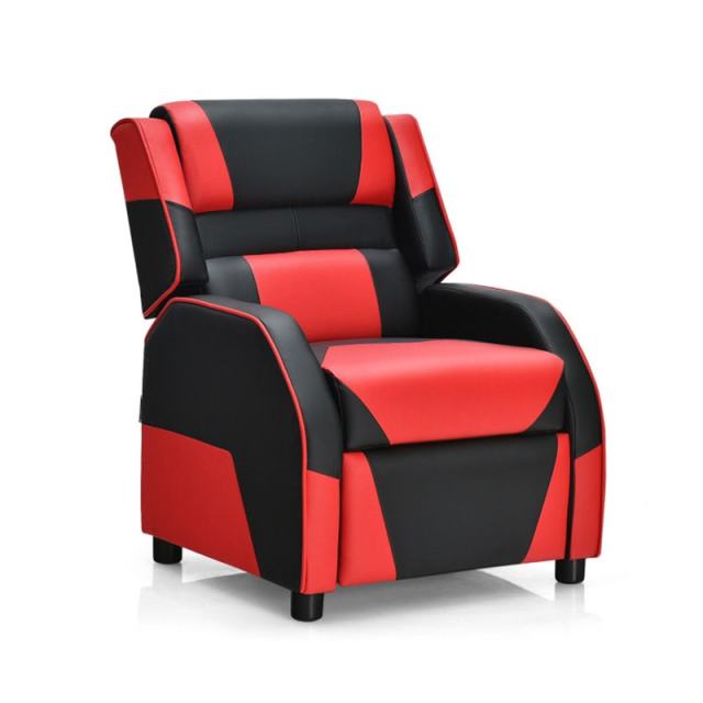 Kids Recliner Chair, Adjustable Gaming Recliner with Footrest, Headrest & Lumbar Support, Ergonomic PU Leather Lounge Sofa for Boys & Girls