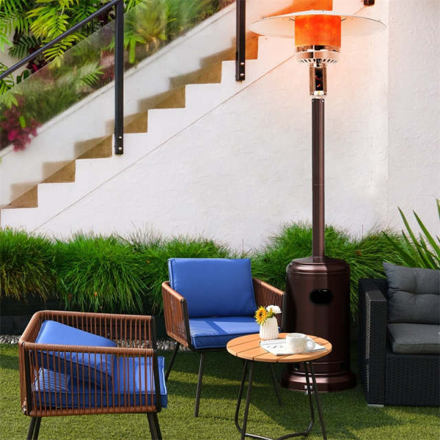 50,000 BTU Propane Patio Heater, Standing Outdoor LP Gas Heater with Wheels, Stainless Steel Burner & Tip-Over Protection for Garden Backyard