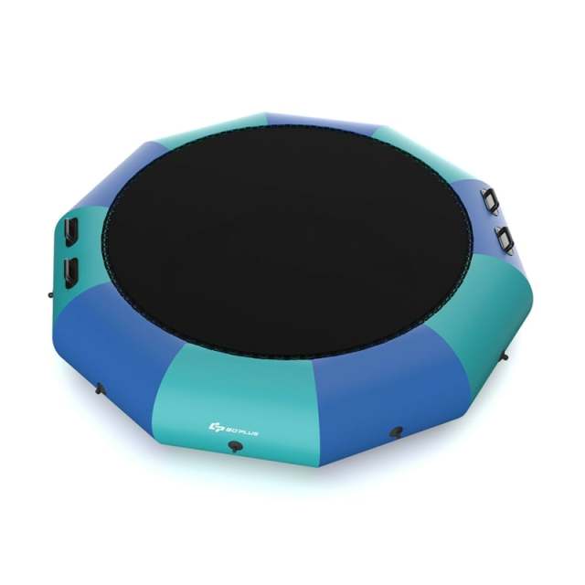 10FT Inflatable Water Trampoline, Recreational Water Bouncer with Electric Pump, Safety Ropes & Rope Ladder for Lakes & Pools