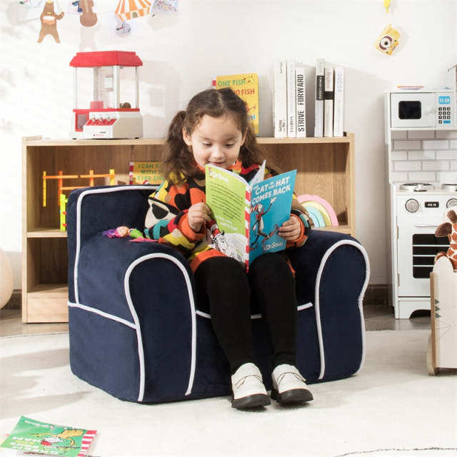 Kids Couch, Toddler Soft Sofa with Removable Washable Velvet Surface for Play Room, Nursery, Preschool, Foam Filled Armchair for 0-5 Boys & Girls