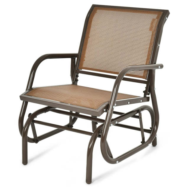 Outdoor Swing Glider Chair, Patio Glider Rocking Chair with Heavy-Duty Metal Frame & Breathable Fabric for Garden, Porch, Backyard