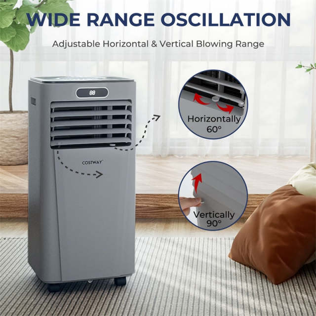 10000 BTU 4-in-1 Portable Air Conditioner with Dehumidifier, Remote, 24H Timer, Window Kit, Cools 350 Sq.Ft for Living Room, Bedroom, Office