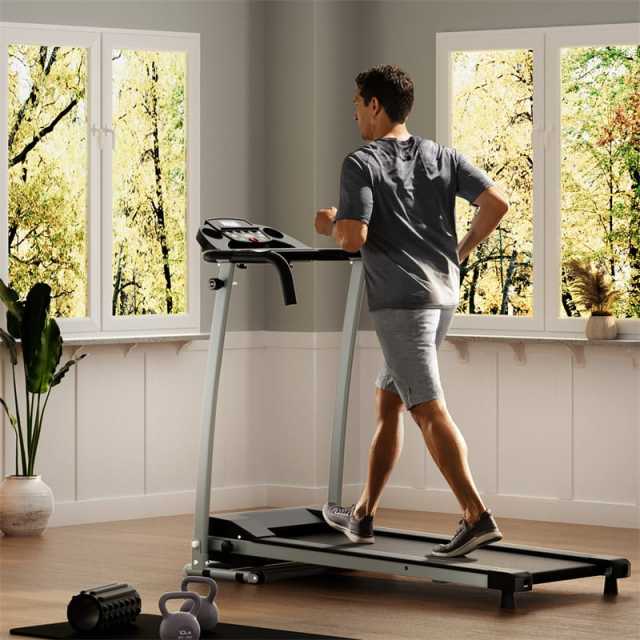 800W Electric Folding Treadmill, Compact Motorized Running Machine with 12 Preset Programs, LCD Display Screen, Pulse Sensor & Built-in Wheels