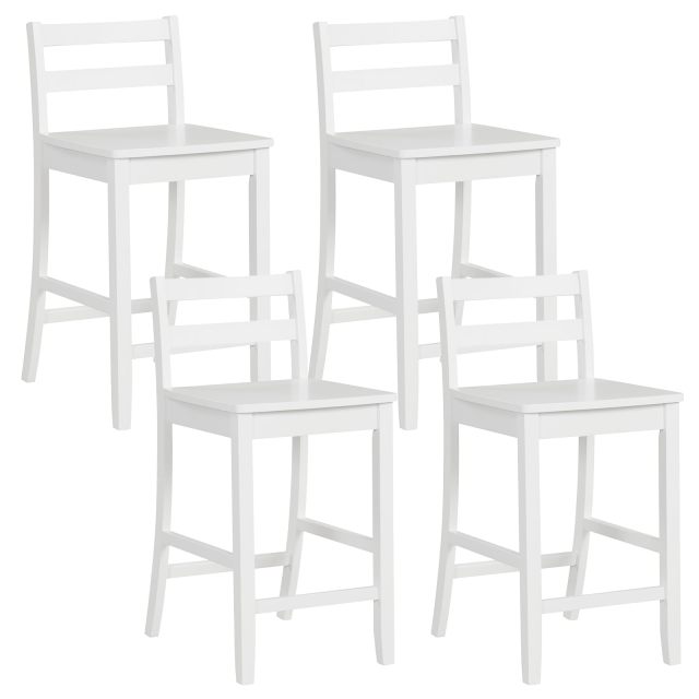 KOMFOTT Wooden Bar Stools Set of 2/4, 24-Inch Counter Height Stools with Ergonomic Backrest & Footrest