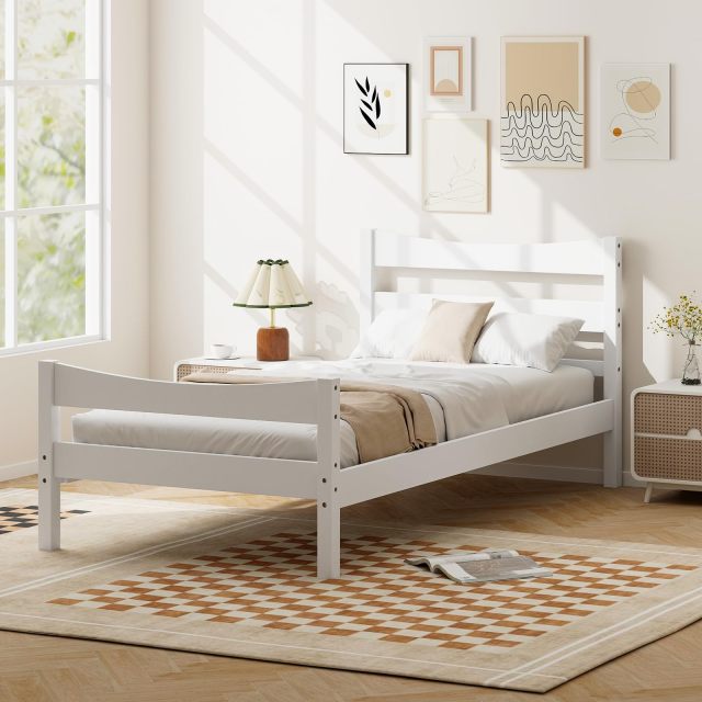 KOMFOTT Wood Twin Bed Frames with Headboard