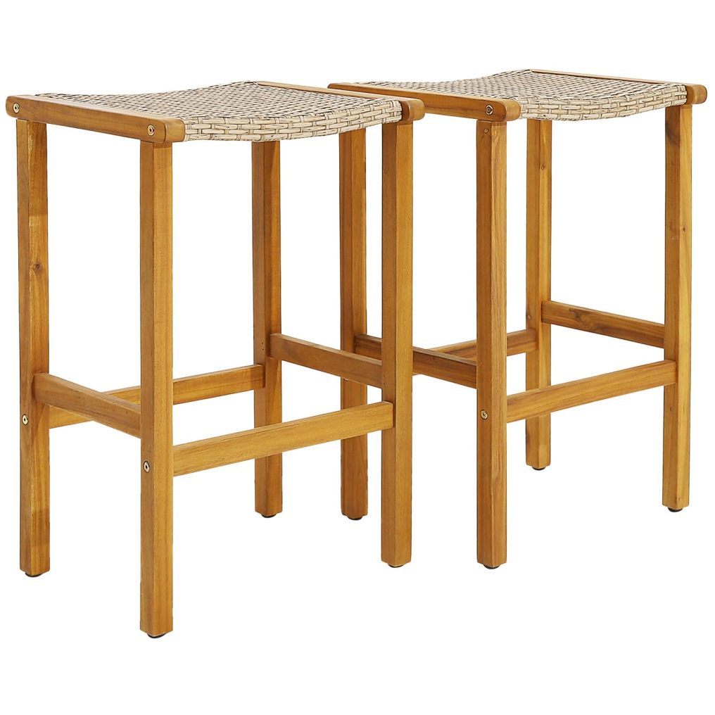 30 inch Height Backless Bar Chairs with Acacia Wood Frame
