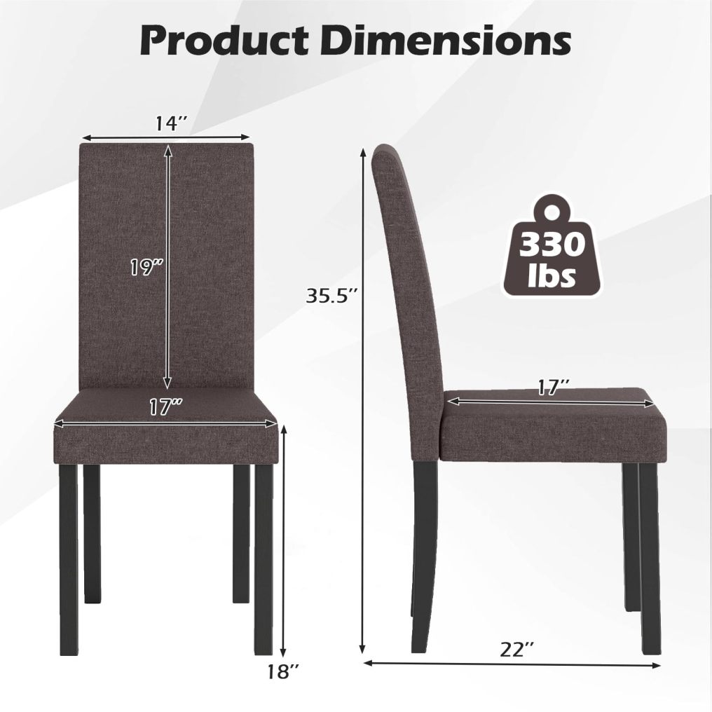 Fabric Upholstered Armless Kitchen Side Chair w/Rubber Wood Legs