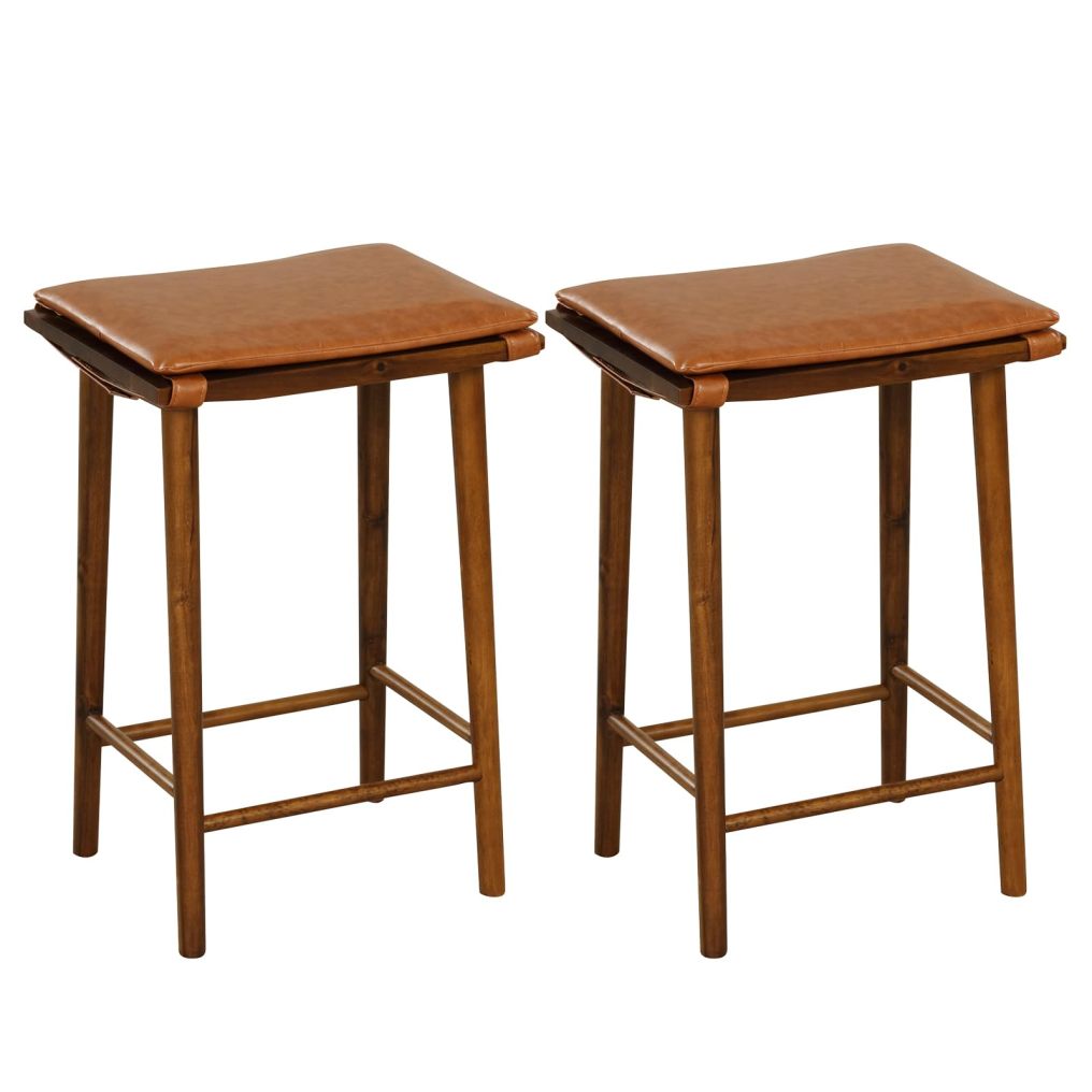 Rustic Bar Stools Set of 2/4 25.5-inch Height Backless Stool