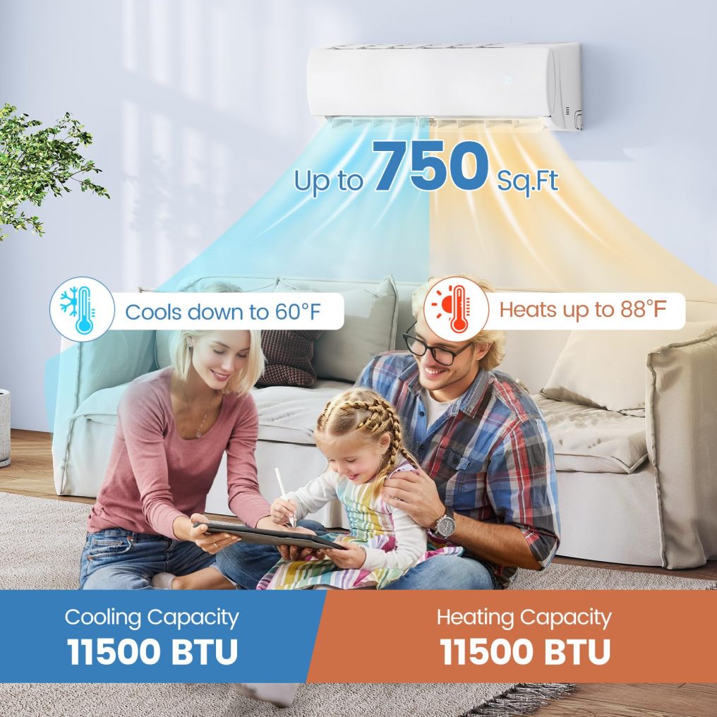 11500/17000/23000 BTU Mini Split Air Conditioner w/Installation Kit