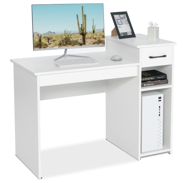 Computer Desk 40 inch Laptop PC Gaming Table with Drawer Monitor Stand & Storage Shelf