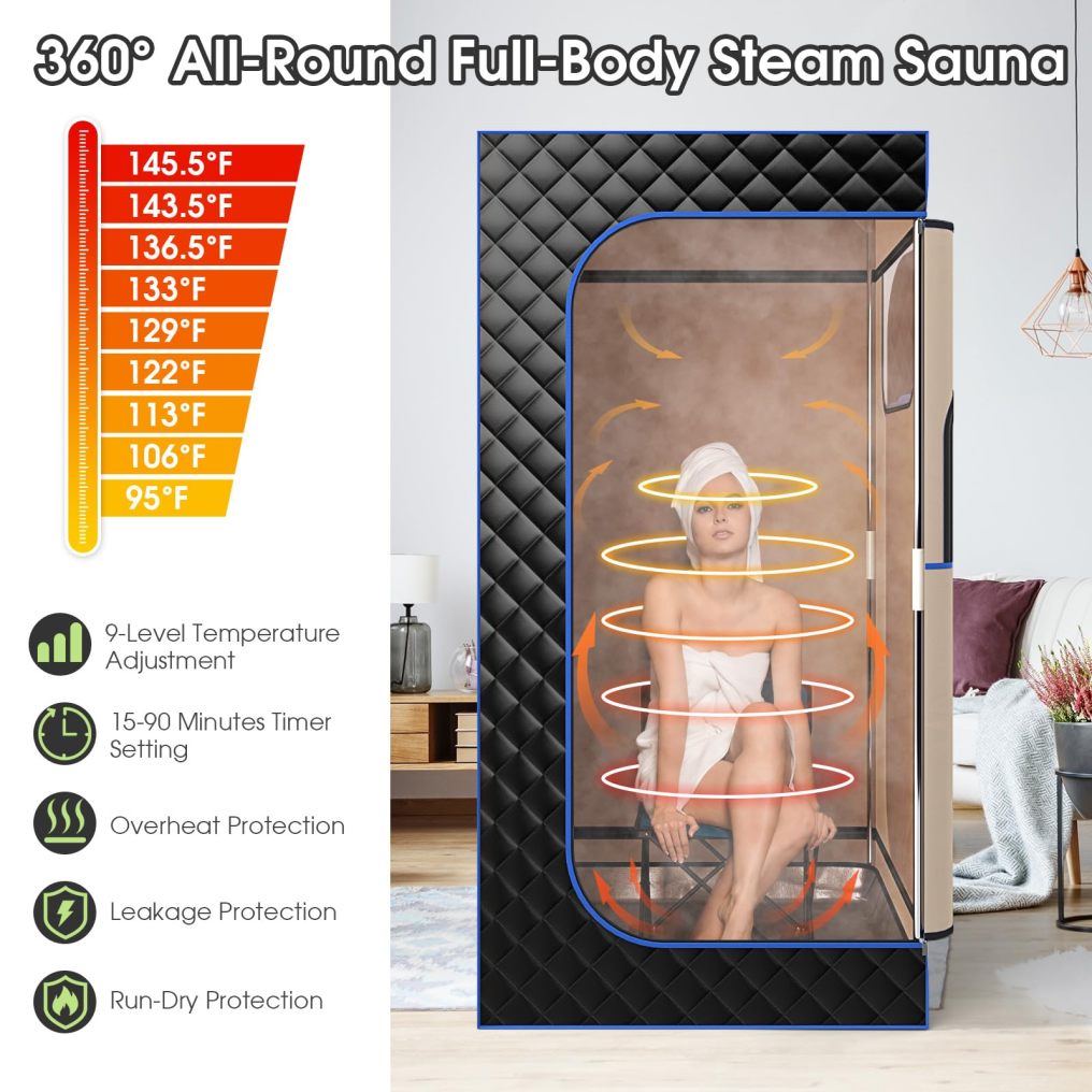 Portable Steam Sauna Personal Home Sauna Tent w/ 3L Steam Generator