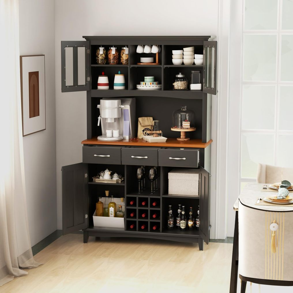 Kitchen Hutch Storage Cabinet Freestanding Pantry Buffet Sideboard
