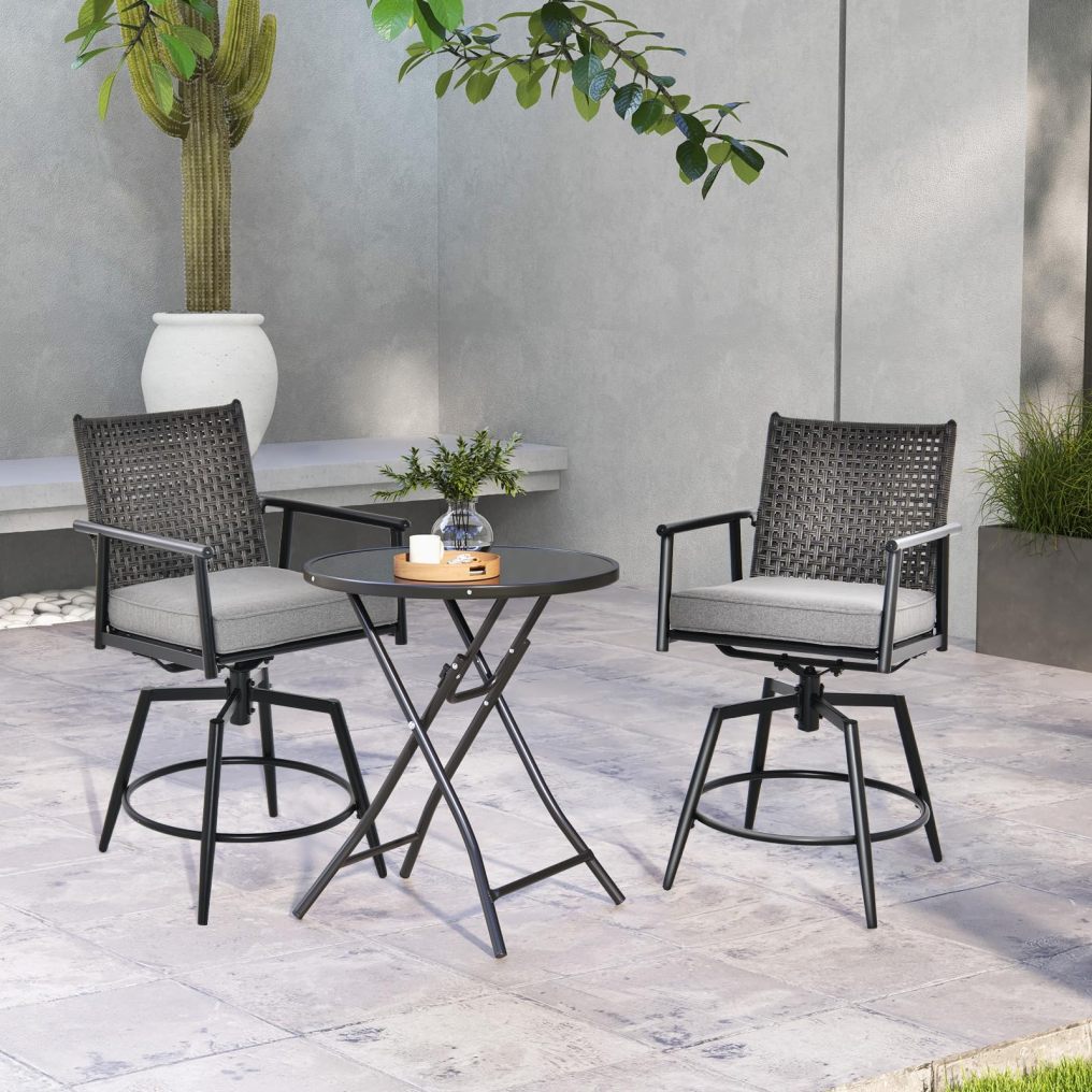 Patio Swivel Bar Stool Set of 2/4 Counter Height Bar Chair