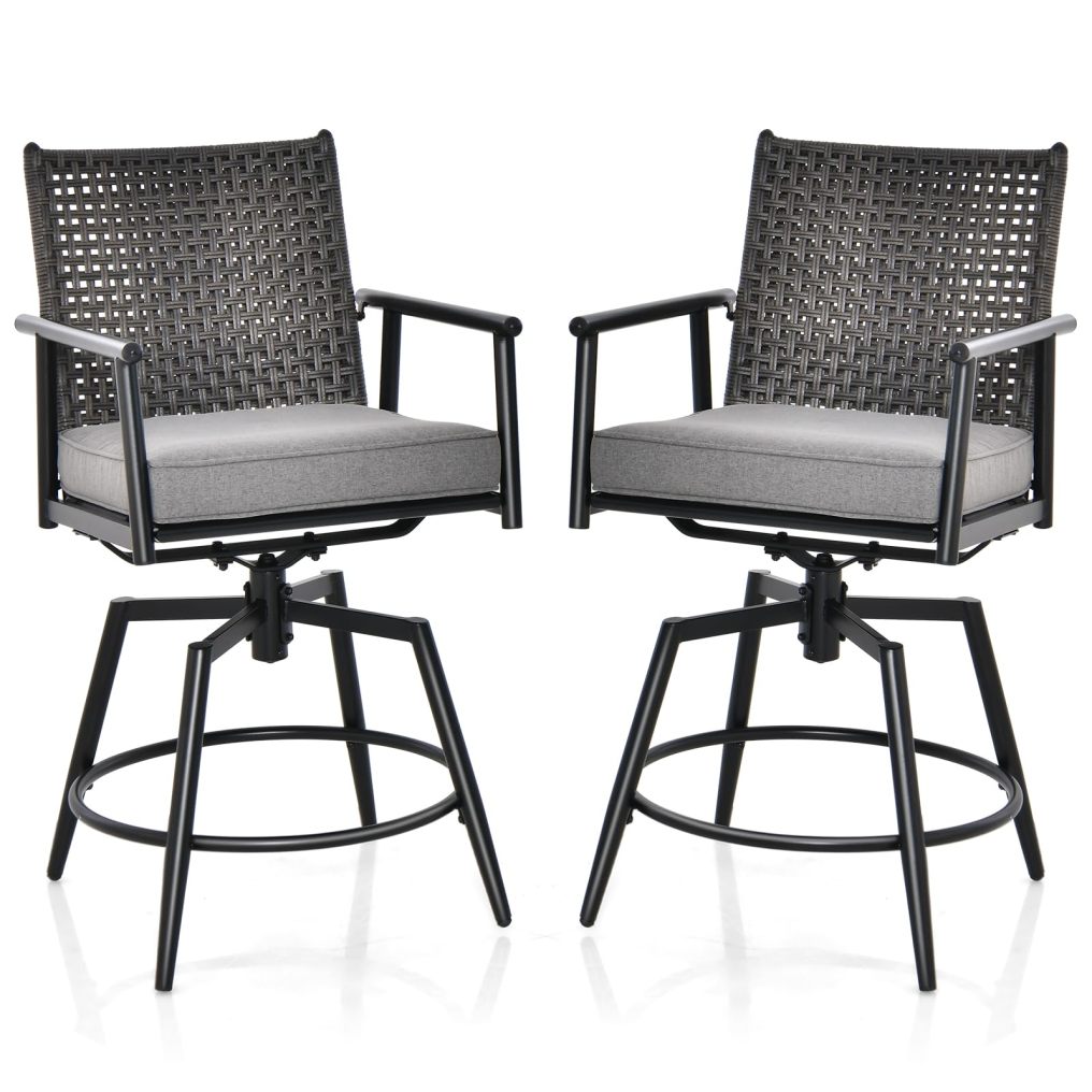 Patio Swivel Bar Stool Set of 2/4 Counter Height Bar Chair