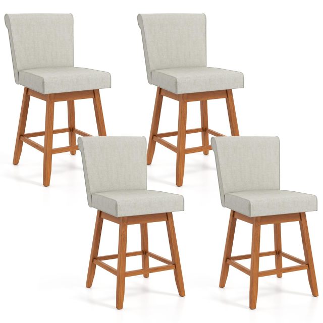 Swivel Bar Stools 27" Counter Height Bar Chairs with Rubber Wood Legs