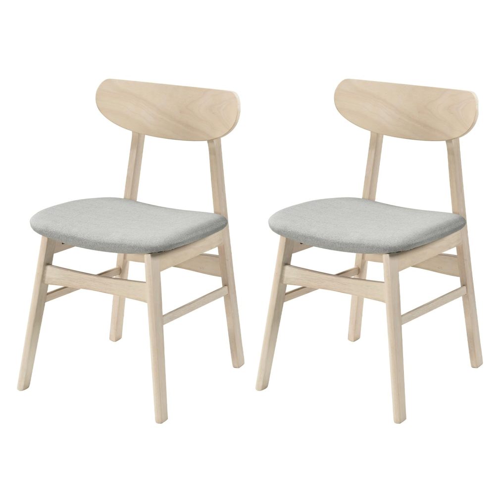 Mid-Century Modern Fabric Upholstered Wooden Armless Dining Chair with Curved Backrest (2/4)