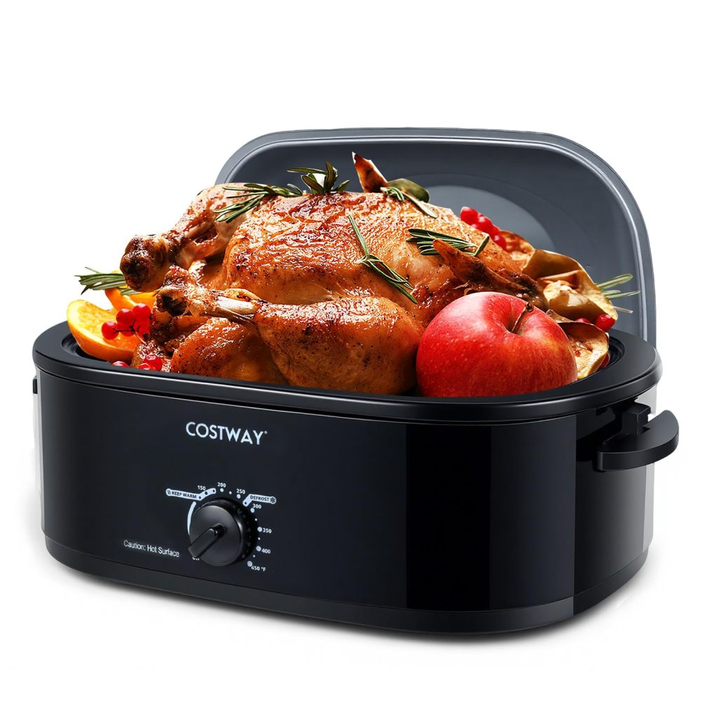 18 Qt. Electric Turkey Roaster Oven 1450W with Self-Basting Lid