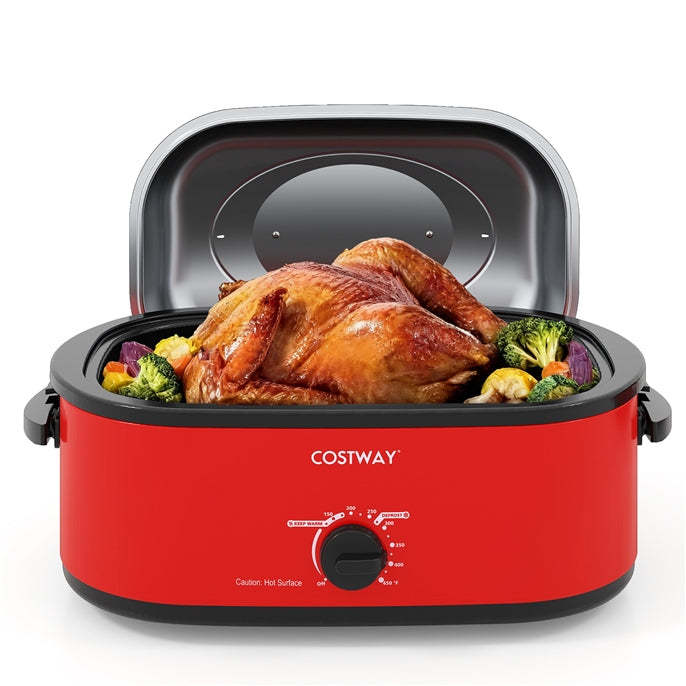 18 Qt. Electric Turkey Roaster Oven 1450W with Self-Basting Lid