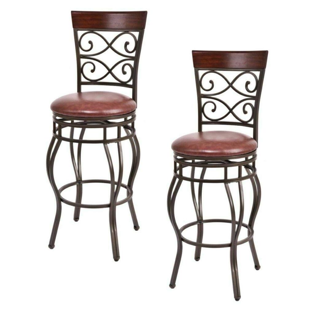 Leather Padded Seat Bistro Dining Kitchen Pub Metal Chairs