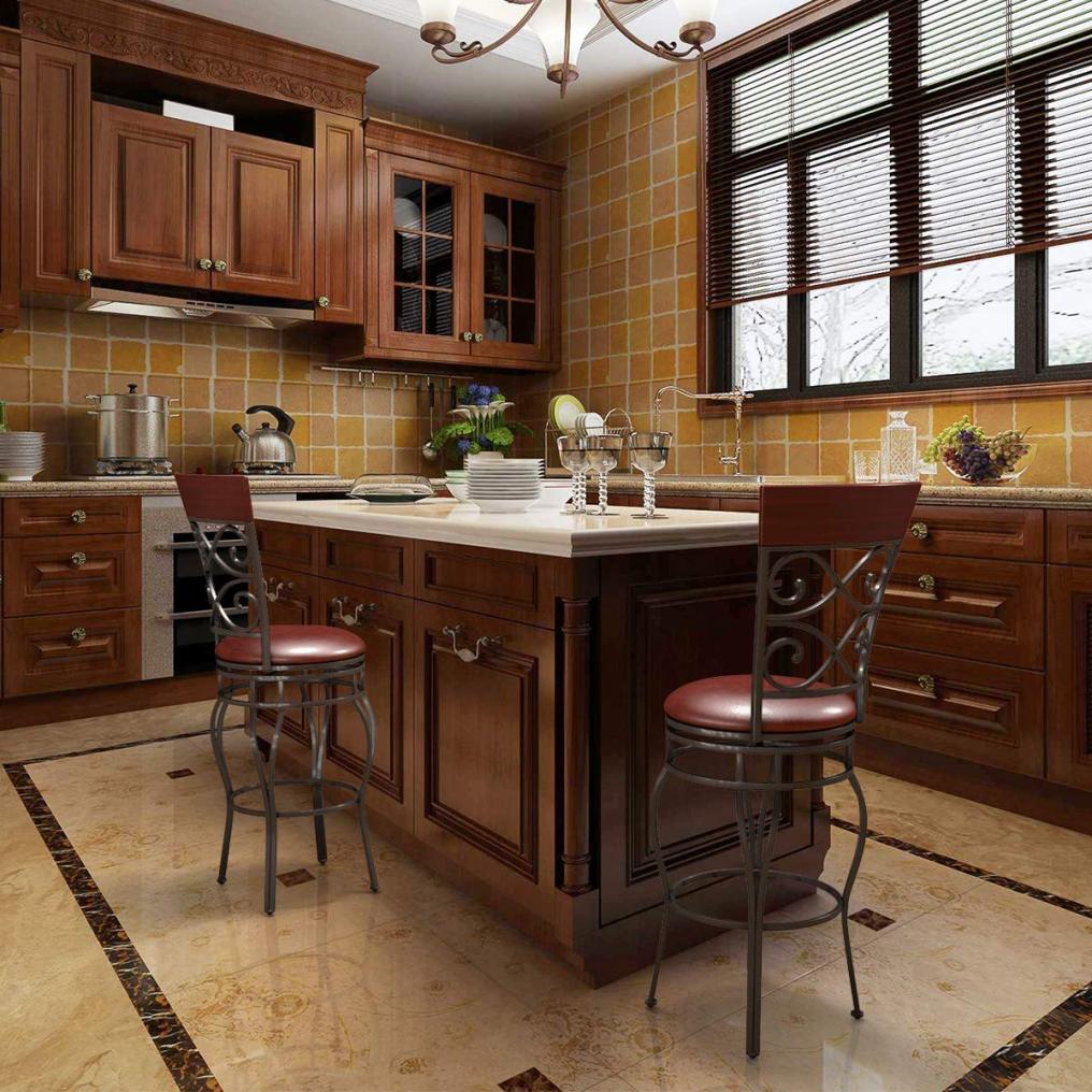 Leather Padded Seat Bistro Dining Kitchen Pub Metal Chairs