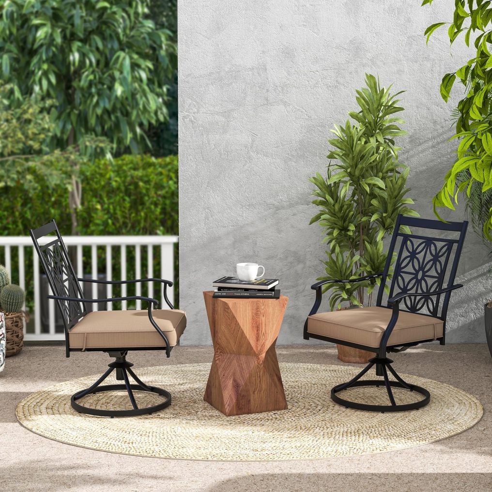 2/4 Pieces Patio Swivel Dining Chairs