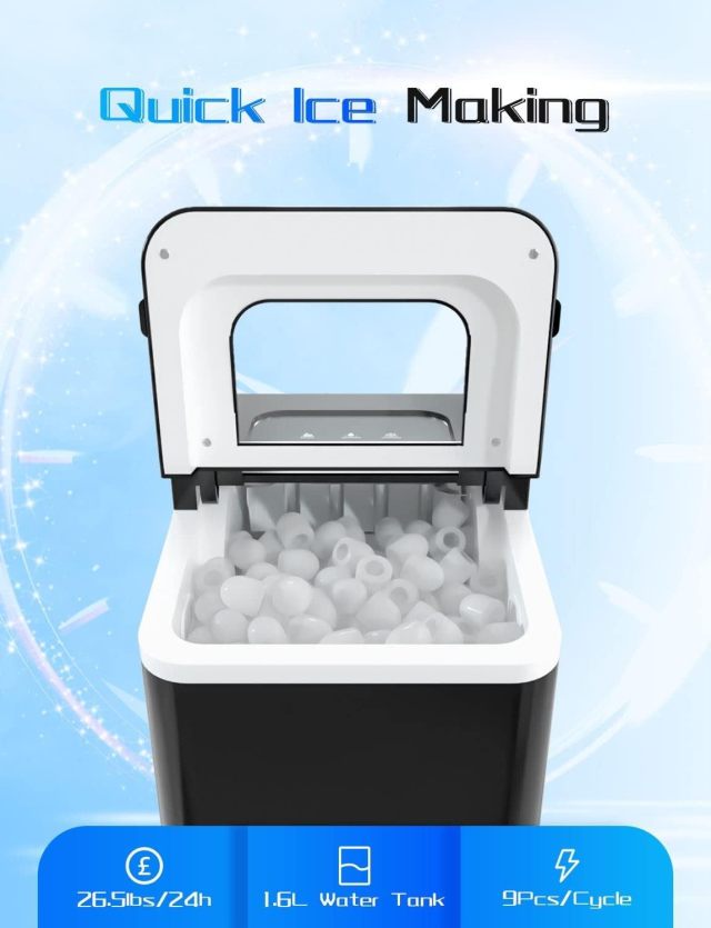 ARLIME Portable Ice Maker Machine for Countertop, Bullet Ice Cubes Ready in 8 Mins, 26LBS/24H