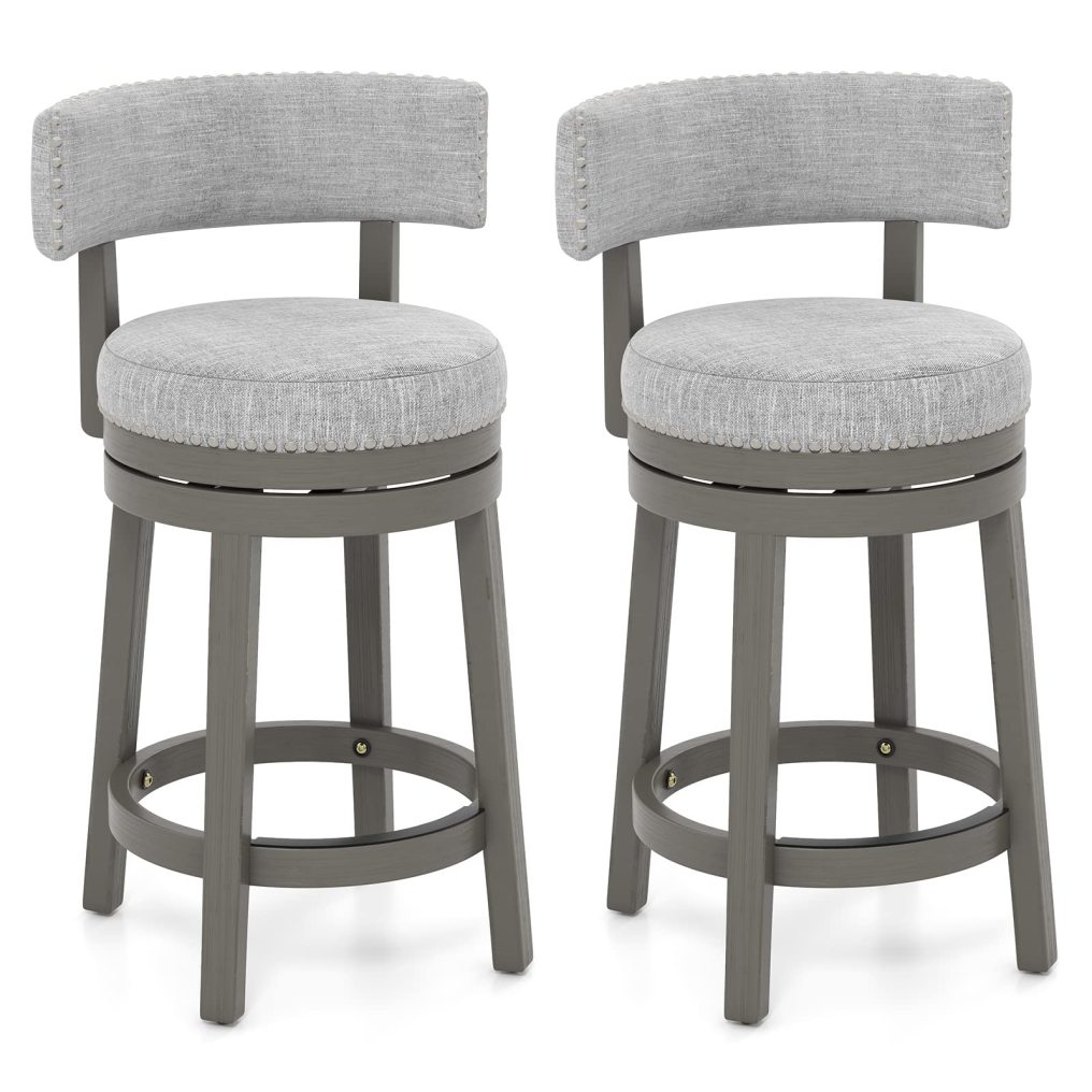 27/31-inch 360° Swivel Barstool with Upholstered Back & Seat