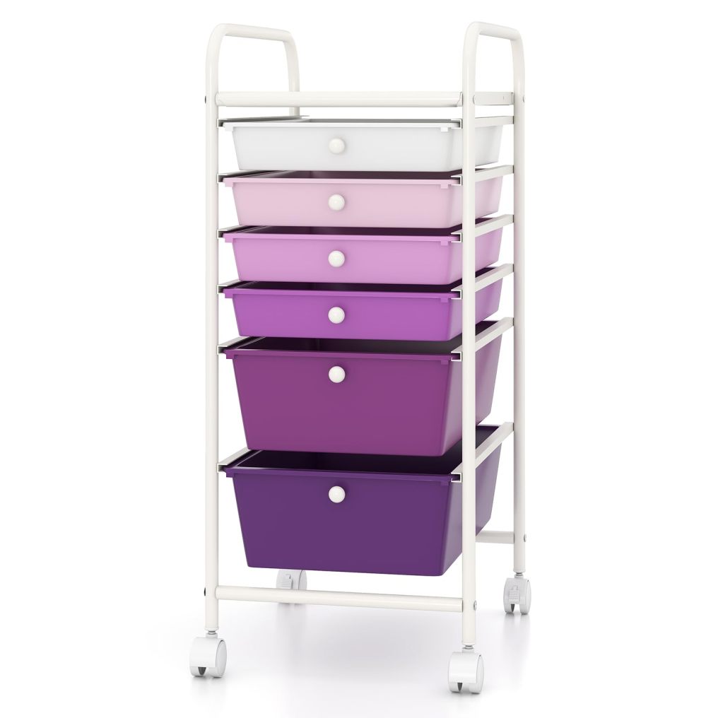 6-Drawer Rolling Storage Cart Multifunctional Art Craft Tools Organizer on Wheels