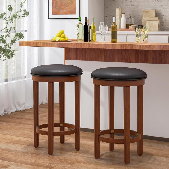 Upholstered Bar Stools Set of 2/4 25” Counter Height Bar Chairs