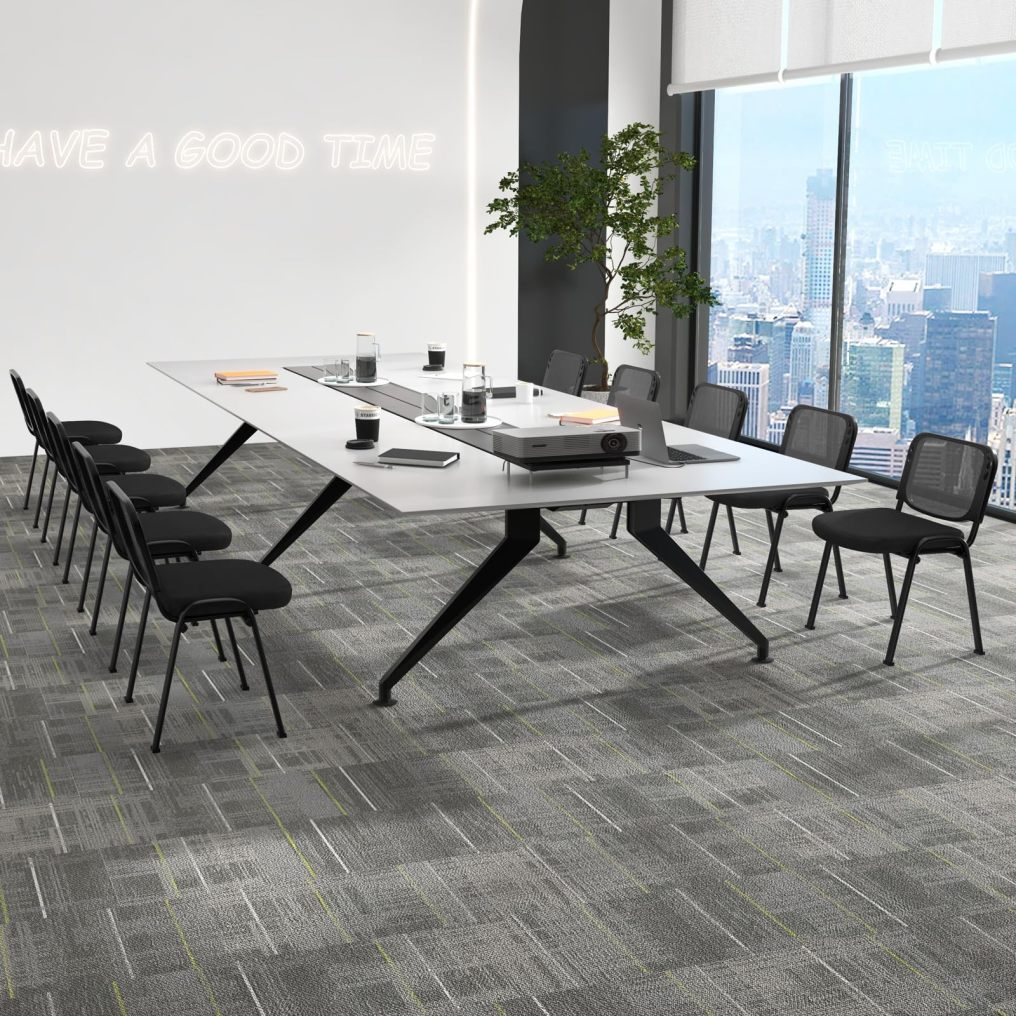 Meeting Room Chair Set of 10/15 Stackable Conference Chairs With Ergonomic Backrest & Waterfall Seat