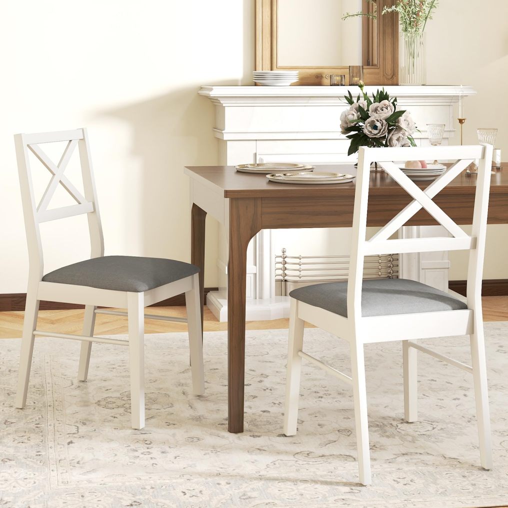 Upholstered Farmhouse Modern Dining Room Chairs with Backrest and 400LBS Capacity for Kitchen