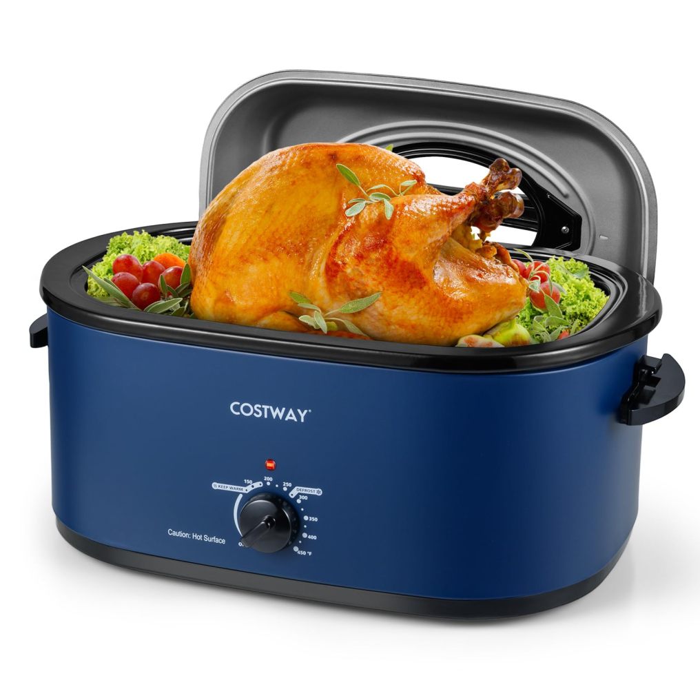 22 Qt. Electric Turkey Roaster Oven 1450W with Self-Basting Lid