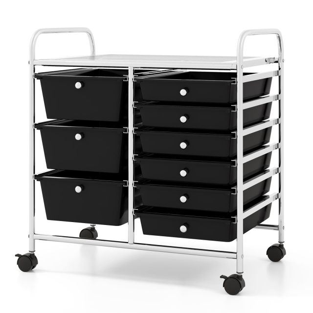 9 Drawer Rolling Storage Cart with Colorful Drawers and Metal Frame