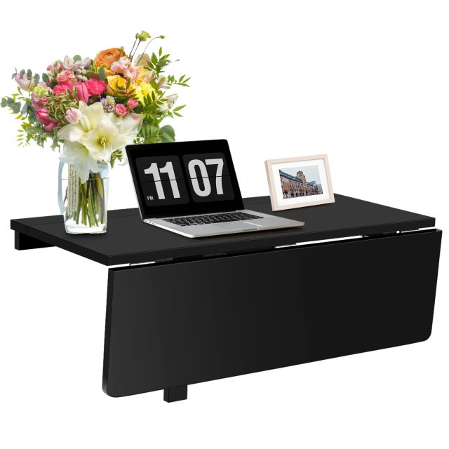 31.5" x 23.5" Drop Leaf Floating Writing Desk for Small Spaces
