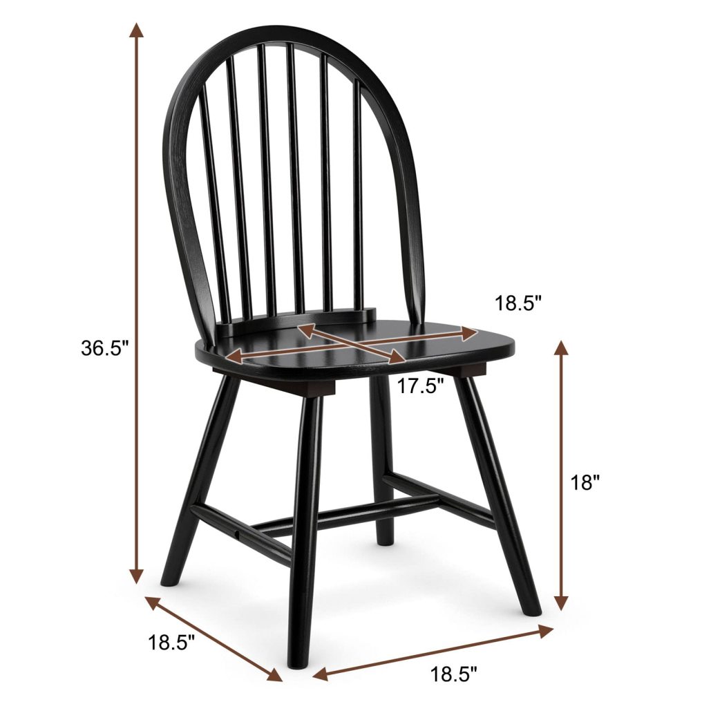 Wood Dining Chairs Set of 2, Windsor Chairs with Solid Wood Legs