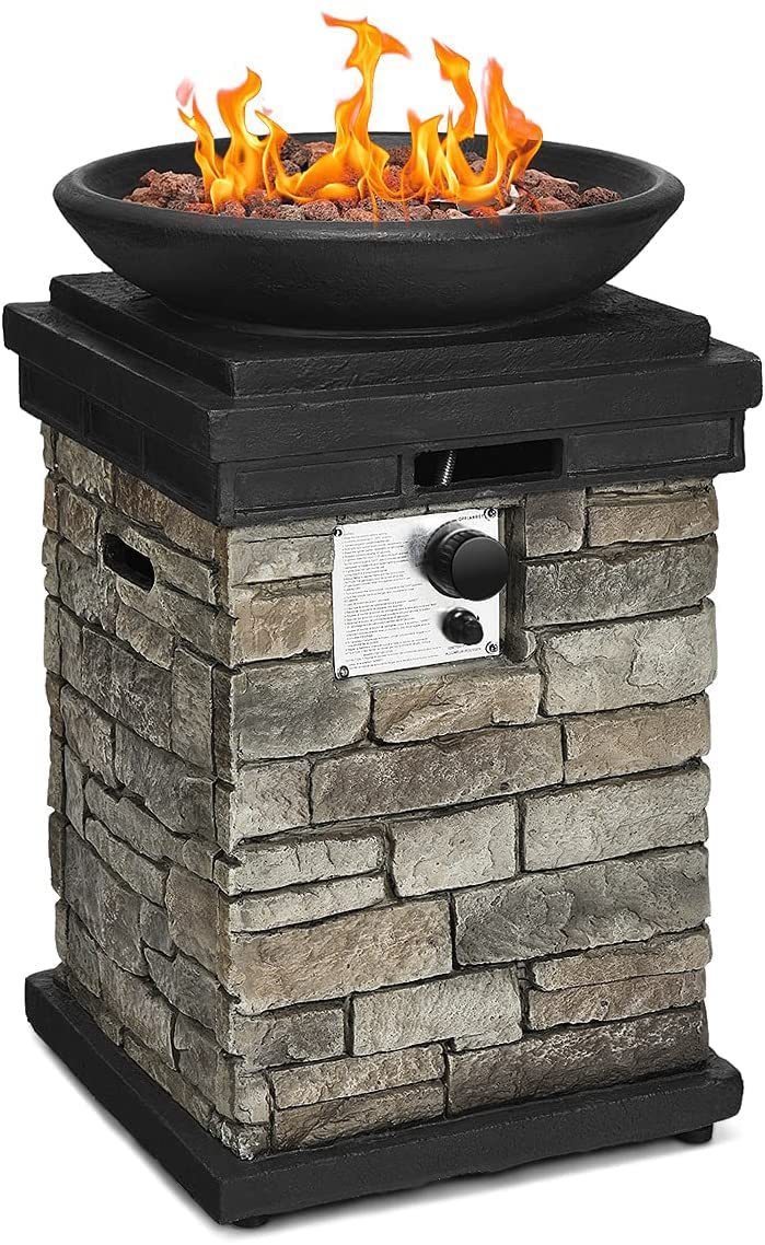 ARLIME Outdoor Propane Burning Fire Bowl, 40,000 BTU Outdoor Gas Fire Pit with Free Lava Rocks