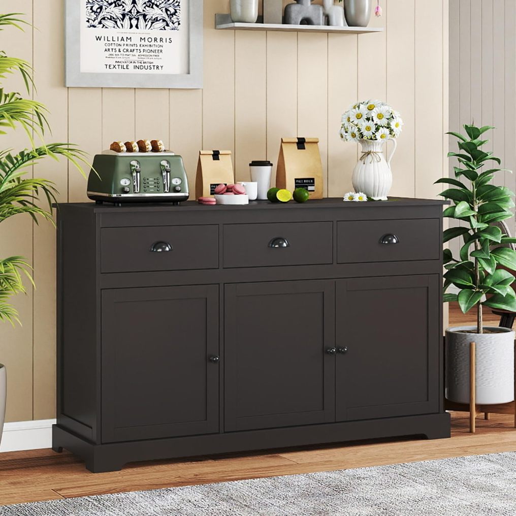 Sideboard Buffet Cabinet with Drawers Doors and Adjustable Shelves for Dining Room