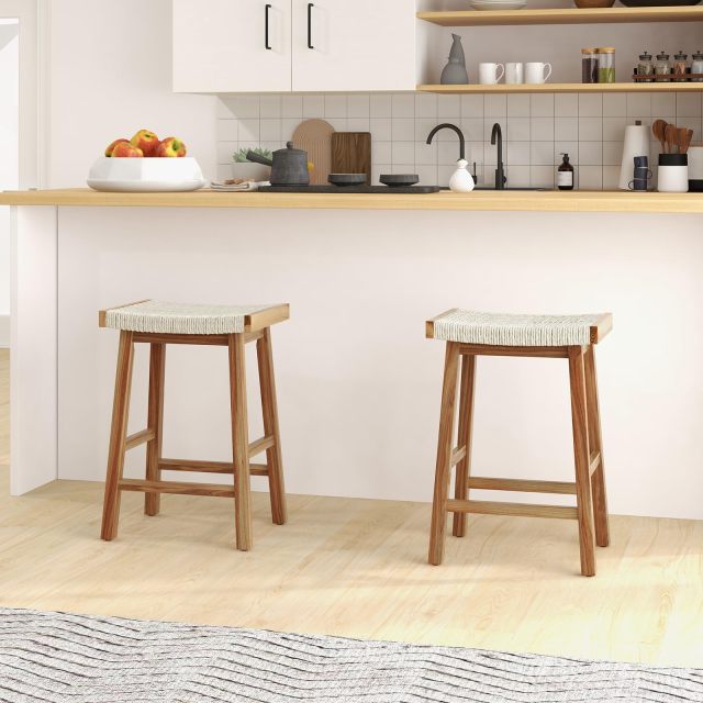 Dining Saddle Stools Set of 2/4 25.5-inch Counter Height Chairs