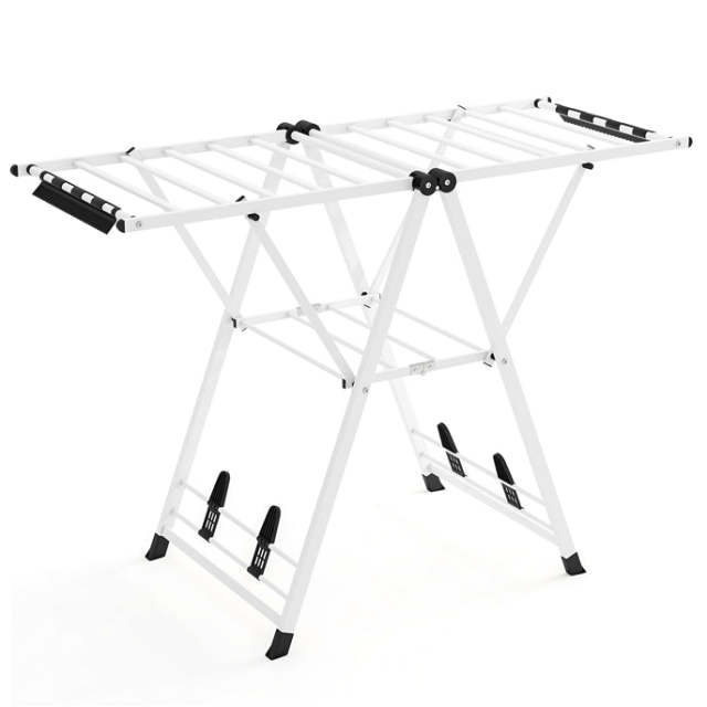 Foldable 2-Level Laundry Drying Rack with Adjustable Wings & 16 Drying Rails