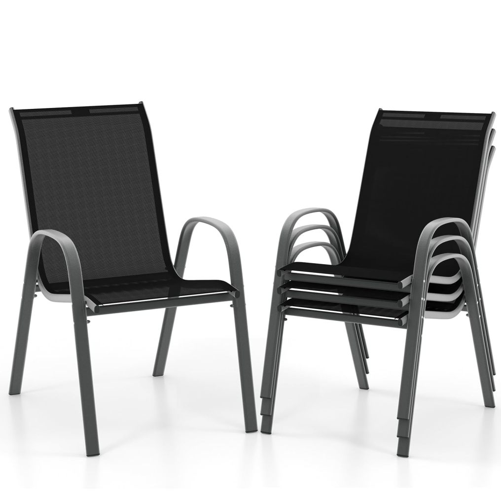 Patio Dining Chairs Set of 2/4 Stackable Outdoor Chairs