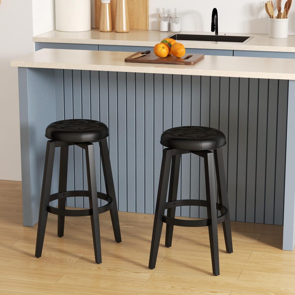 360° Swivel Bar Stools Set of 2/4 30-inch Height  Backless Bar Chairs