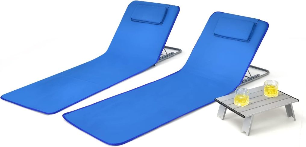 ARLIME 3-Piece Beach Lounge Chairs Outdoor Lounger with Side Table