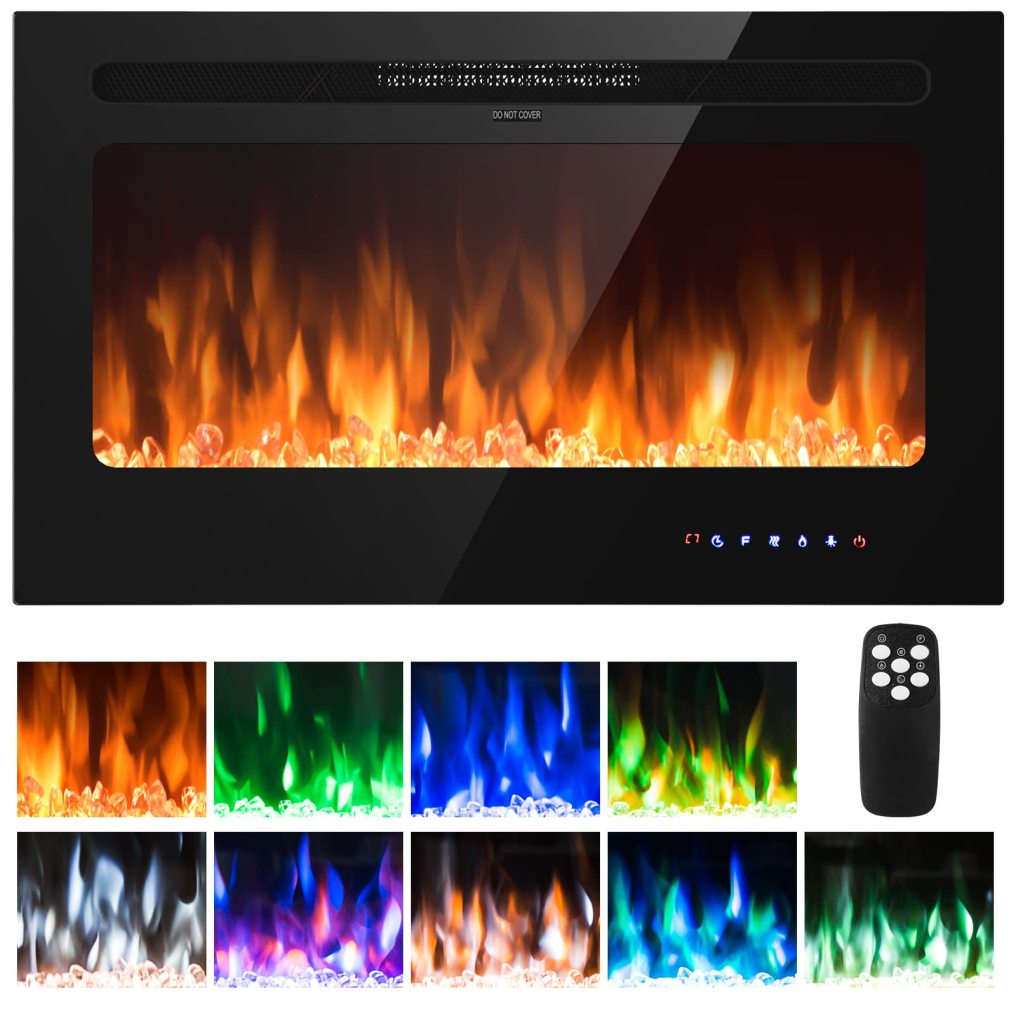 ARLIME 50” Recessed Electric Fireplace 750W/1500W Wall Mounted & in Wall