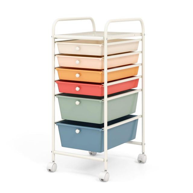 6-Drawer Rolling Storage Cart Multifunctional Art Craft Tools Organizer on Wheels