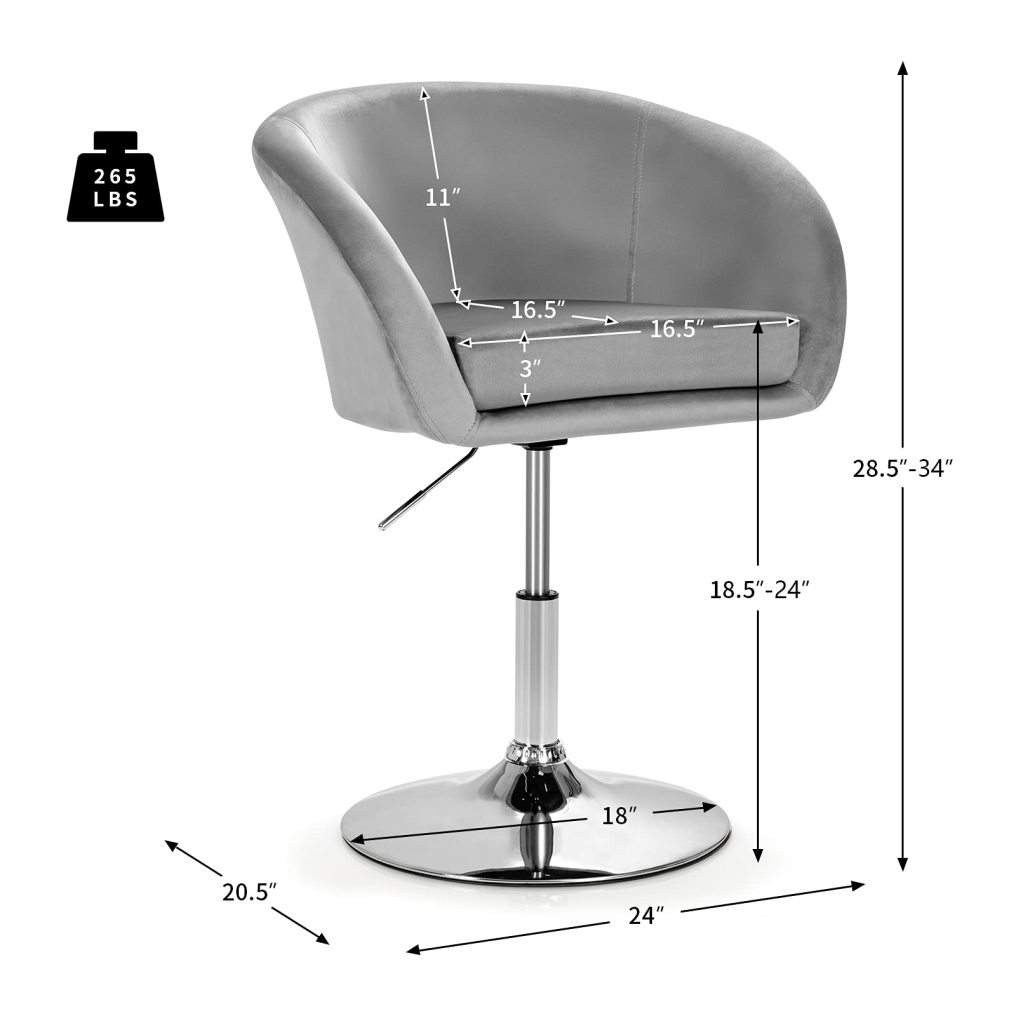 Vanity Chair Height Adjustable Modern Velvet Makeup Chair